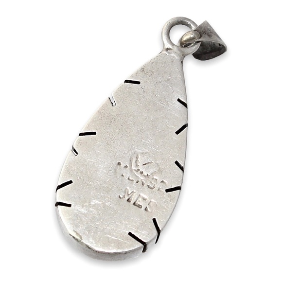 Vintage Sodalite Sterling Silver Teardrop Necklace Pendant Mexican - Picture 4 of 4